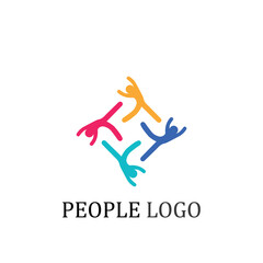 Fototapeta na wymiar People logo, Team, Succes people work, Group and Community, Group Company and Business logo vector and design Care, Family icon Succes logo