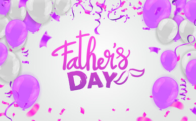 Happy Father's Day - hand drawn lettering phrase. Fathers day greeting and balloons