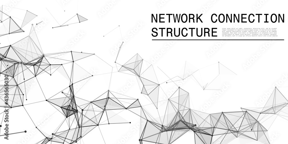 Poster network connection structure. big data complex with compounds. abstract white digital background. sc