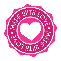 Made With Love Badge Icon Seal. Handmade Heart Illustration Vector Stamp Design. Vintage Retro Style Insignia.