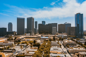 Fototapeta premium Los Angeles California Sky Line view of the city over Santa Monica Boulevard
