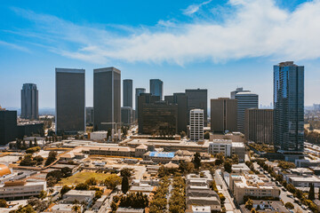 Los Angeles California Sky Line view of the city over Santa Monica Boulevard