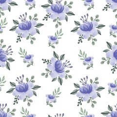 Seamles pattern of purple flowers for fabric design