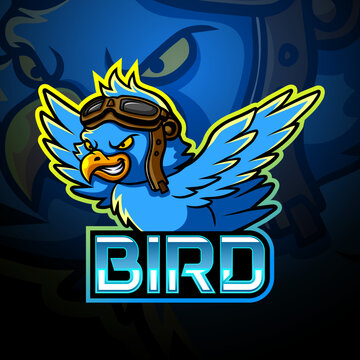 Blue bird mascot esport logo design
