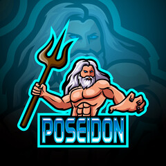 Poseidon mascot sport esport logo design © idesign2000