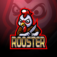 Rooster esport logo mascot design