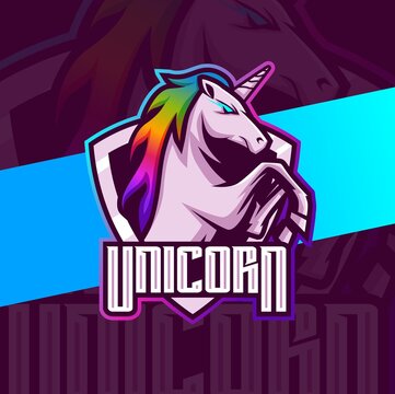 unicorn horse mascot esport logo design character for gaming and sport logo