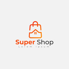 Fototapeta premium Shop logo with home and bag