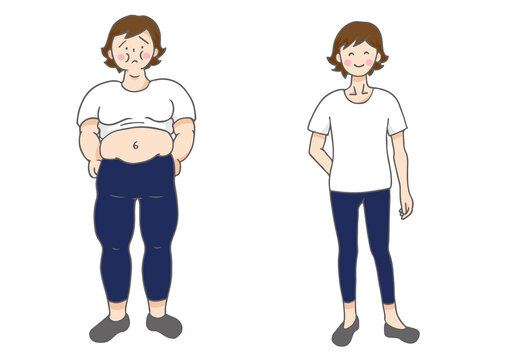 太っている男性と痩せている男性　ダイエット前後
