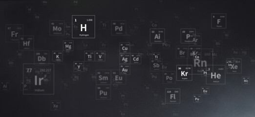 Chemical Symbols on a Black background.