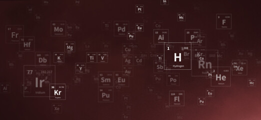 Chemical Symbols on a Red background.