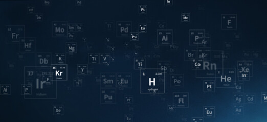 Chemical Symbols on a Blue background.