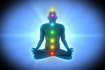 Yoga 3D Illustration_008_Meditation,Zen,Chakra,kundalini shine background