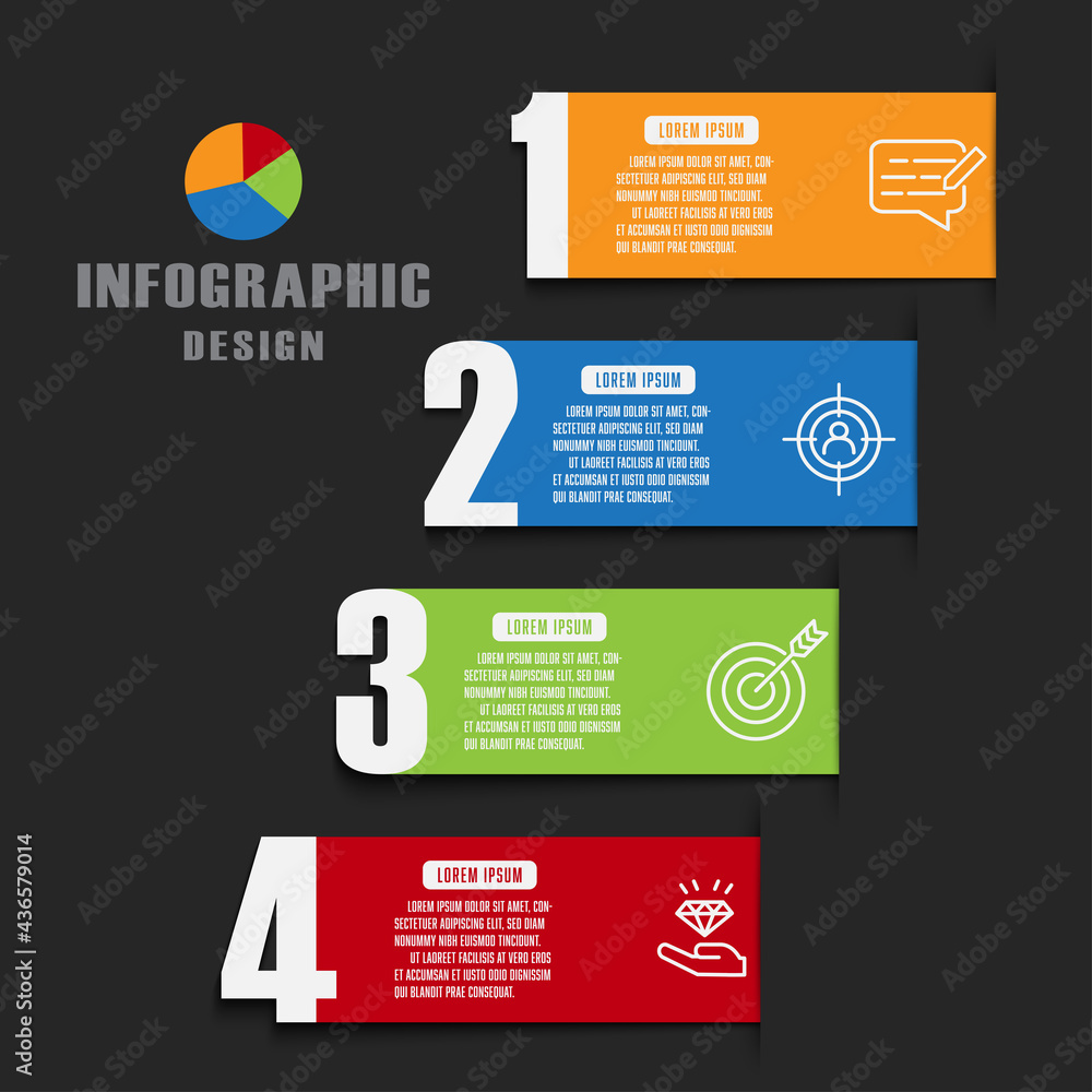 Poster vector label template infographic chart. process diagrame 4 step with conceph business.