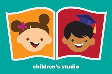 Logo for a children's studio. Flat style illustration.