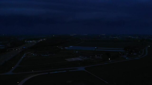 Series Of Thunderlight Flashes On The Sky At Nighttime. aerial