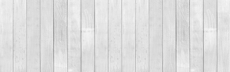 Panorama of Old white vintage wooden wall pattern and seamless background