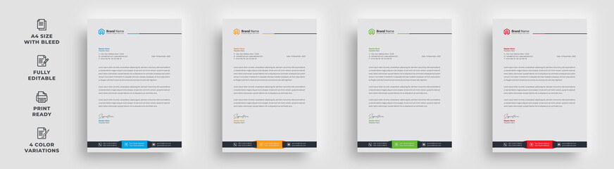 letterhead flyer business corporate official professional trendy newest minimal single page newsletter magazine poster template design with logo - obrazy, fototapety, plakaty