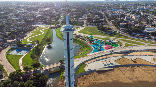 Aerial view of Parque do Rio Branco in Boa Vista, Roraima. Northern Brazil