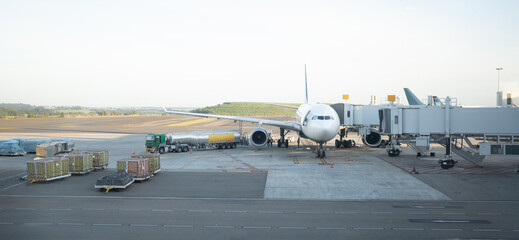 Jet aircraft docked at Viracopos Campinas international airport, São Paulo, Brazil