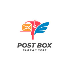 Wing Post Box logo vector template, Creative Post Box logo design concepts