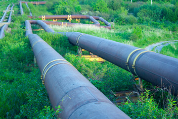 sewer pipes on a hillside draining waste into the river