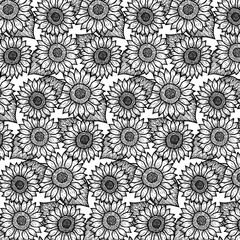 手描き風ひまわりのシームレスパターン