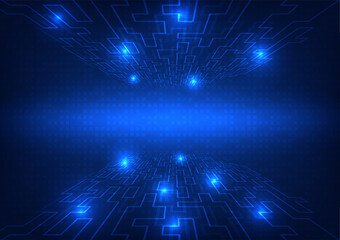Futuristic technology concept, vector illustration in blue color, abstract background