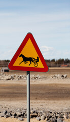 Fototapeta premium road sign warning for horse with carriage