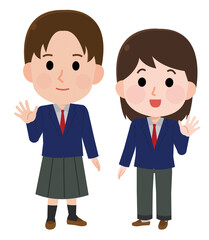 ジェンダーレス制服の学生　イラスト