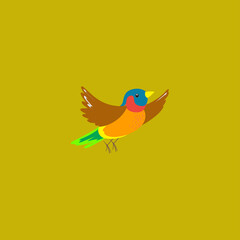 Printvector bird flying on yellow background, colorful. eps 10