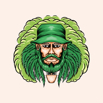 illustration of a marijuana farmer