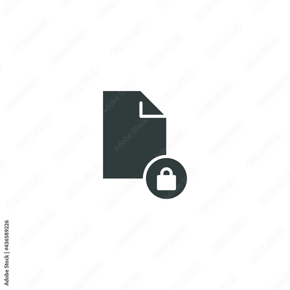 Poster document lock icon, secure file confidential folder, privacy. security contract. web cyber lock sign