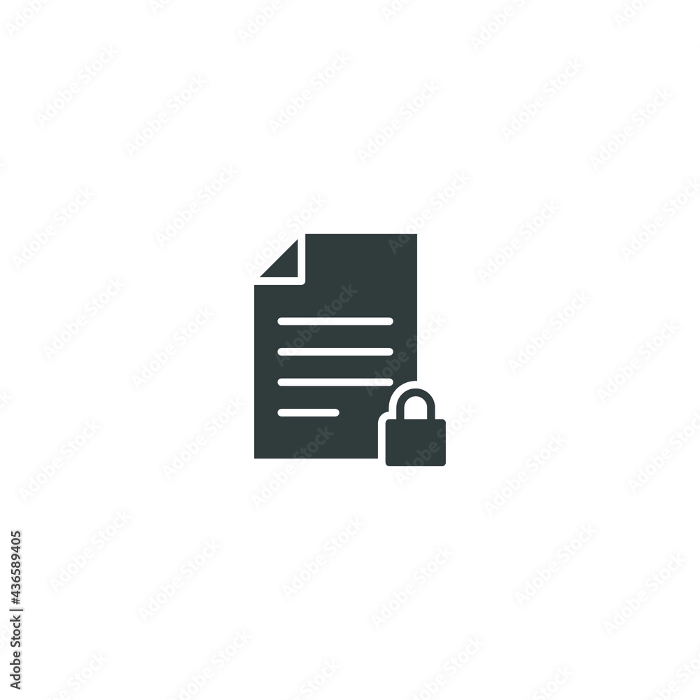 Poster document lock icon, secure file confidential folder, privacy. security contract. web cyber lock sign