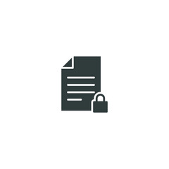 Document lock icon, secure file confidential folder, privacy. Security contract. Web Cyber lock sign. Private protection symbol. solid style. vector illustration design on white background. EPS 10