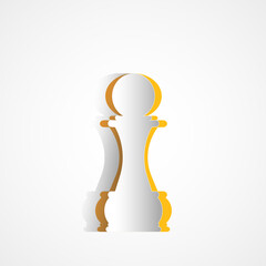 Vector illustration of pawn chess pieces icon made from paper isolated on a white background