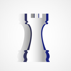 Vector illustration of rook chess pieces icon made from paper isolated on a white background