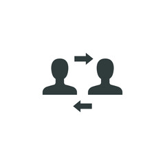 Interpersonal relationship icon, acquaintance skill.  close care conversation. Two people interacting and associating. solid style Editable stroke vector illustration design on white background EPS 10