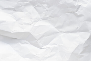 White crumpled paper texture background.