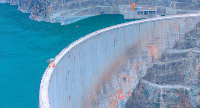The Deriner Dam, a concrete arch dam on the Coruh river - Artvin, Turkey