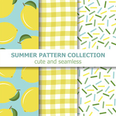 Cute summer pattern collection. Lemon theme. Summer banner