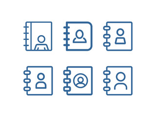 Adress book line vector icon set