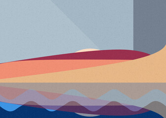 Geometric landscape generative art poster illustration