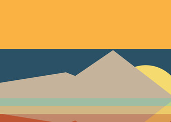 Geometric landscape generative art poster illustration
