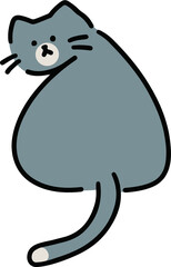 ふりむいている灰猫