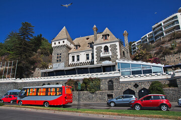 Fototapeta na wymiar Vina del Mar, Chile - 30 Dec 2019: The vintage house in Vina del Mar, Chile