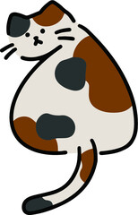 ふりむいている三毛猫