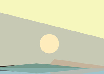 Geometric landscape generative art poster illustration