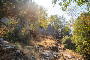 Ruins of the ancient city of Termessos without tourists near Antalya, Turkey