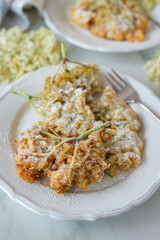 fried elderflowers in pancake 